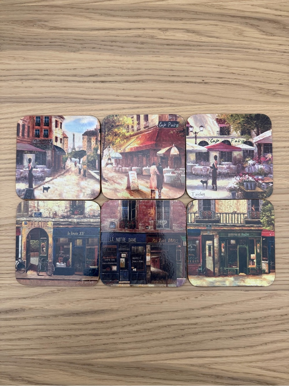 Set of 6 Parisian Cafe Coasters - Vintage Art Scenes